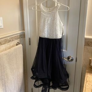 Elegant navy & white special occasion/party dress